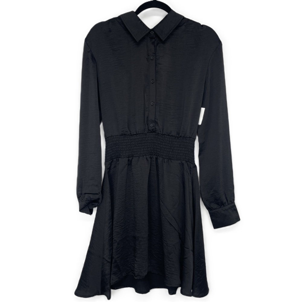 New Steve Madden Womens Black Button-up Satin Gothic Knee Length Dress Small